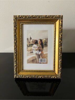 Gold Ornate Rectangular Picture Frame Tabletop Wall Fits 4x6 Photo